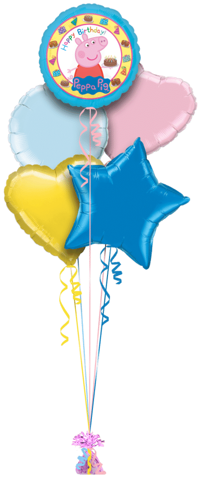 Birthday Cake Peppa Pig Balloon Bunch