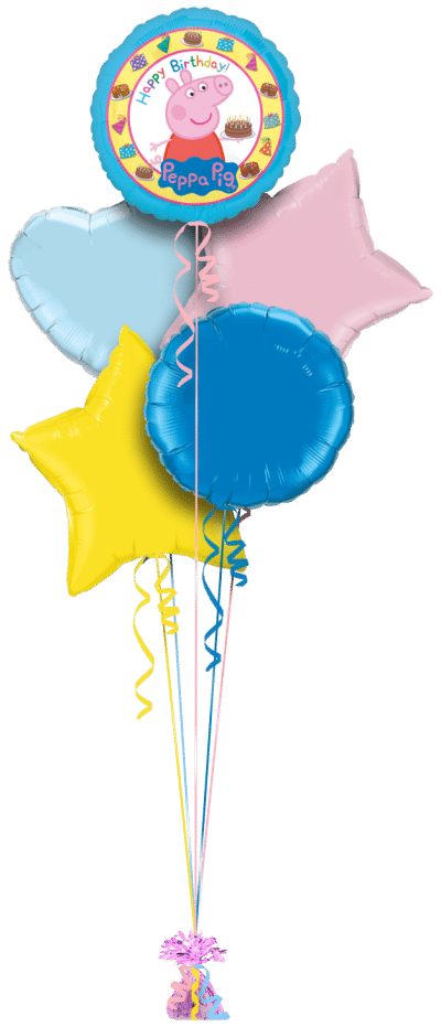 Birthday Cake Peppa Pig Balloon Bunch
