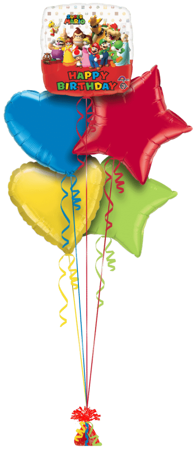 Happy Birthday Super Mario Crew Balloon Bunch