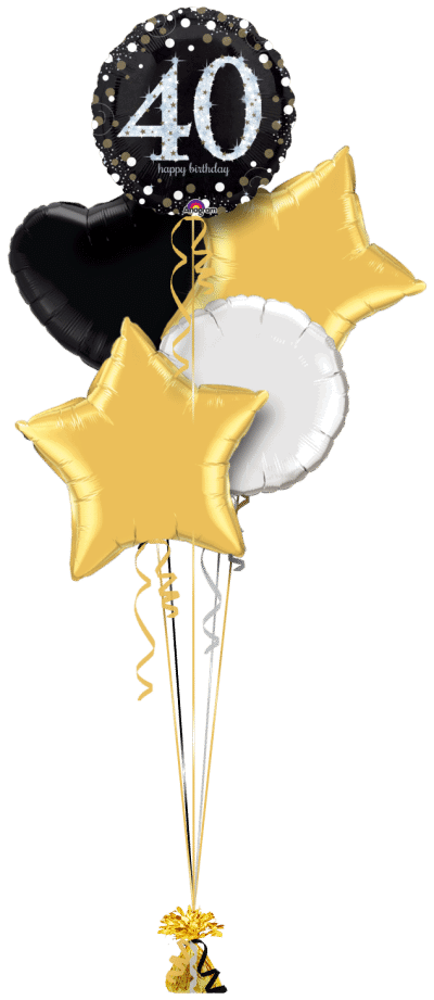 Glimmer Confetti 40th Birthday Balloon Bunch