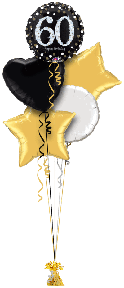 Glimmer Confetti 60th Birthday Balloon Bunch