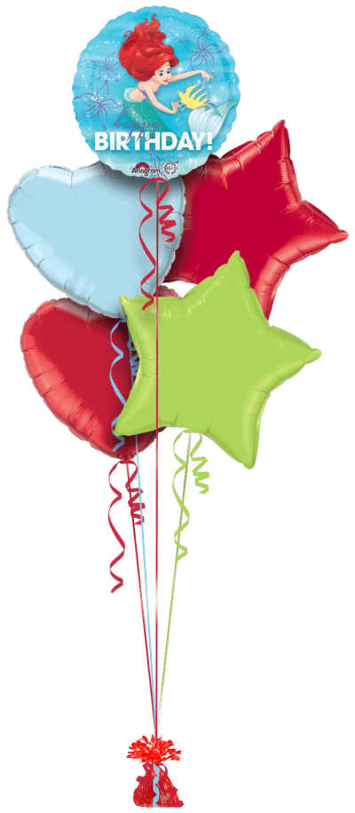 Ariel Happy Birthday Sparkle Balloon Bunch