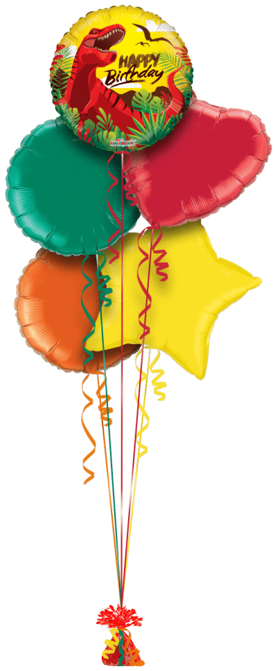 Happy Birthday Bright Dinosaur Balloon Bunch