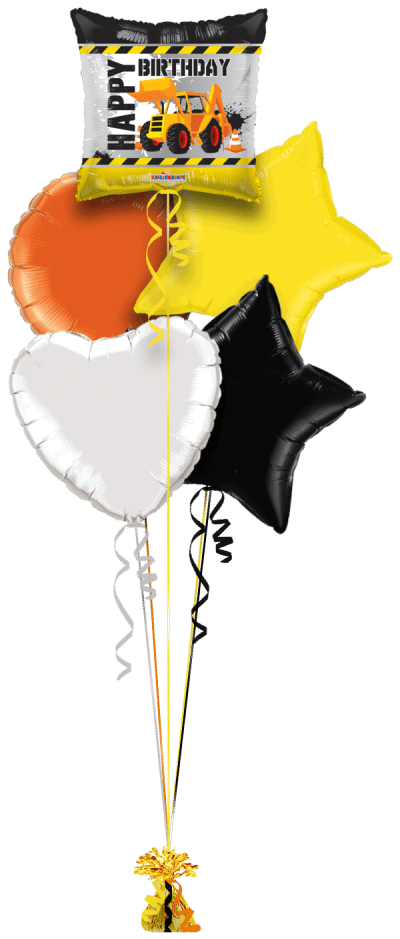 Happy Birthday Construction Tractor Balloon Bunch