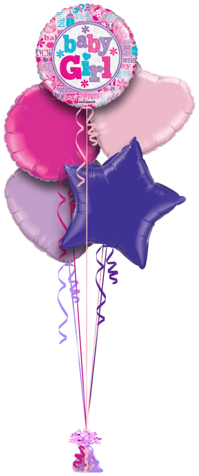 Baby Girl Shimmer Balloon Bunch