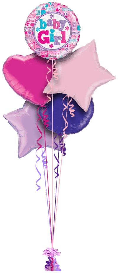 Baby Girl Shimmer Balloon Bunch
