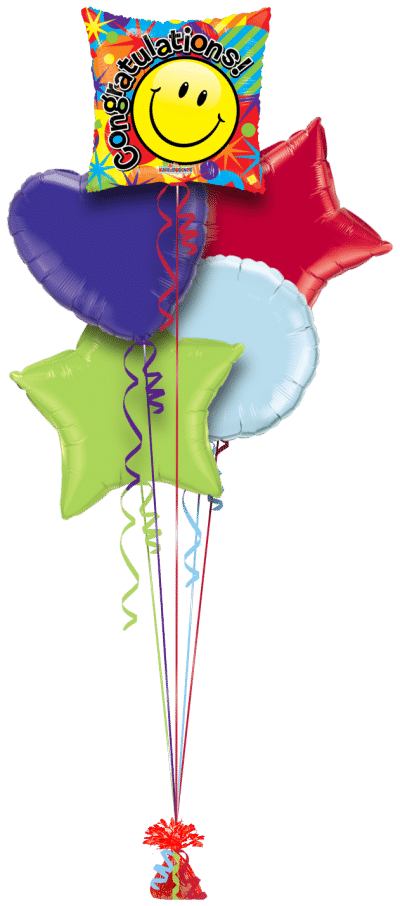 Congratulations Smiley Celebration Balloon Bunch