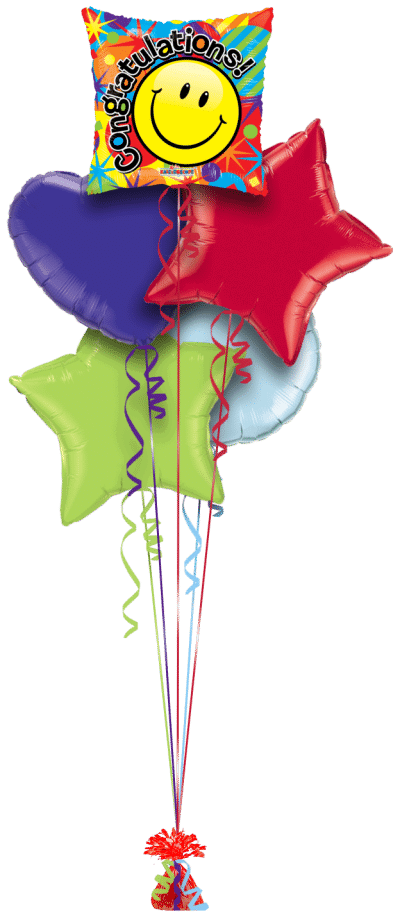 Congratulations Smiling Celebration Balloon Bunch