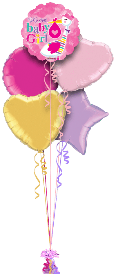 Baby Girl Stork Balloon Bunch