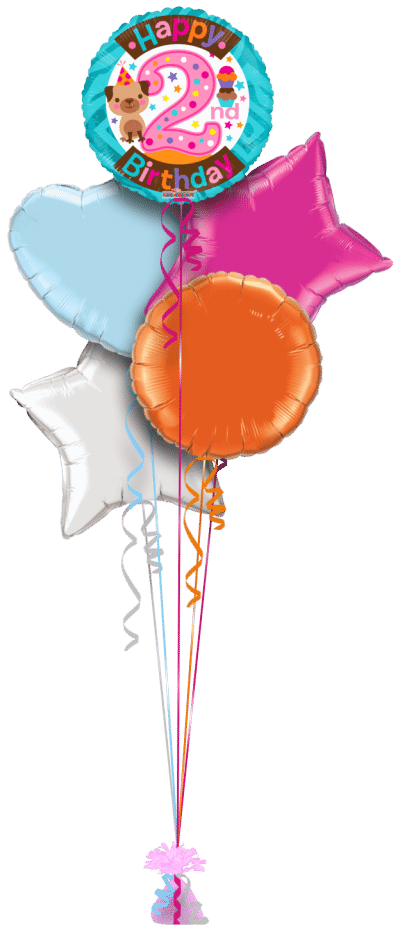 2nd Birthday Girl Balloon Bunch