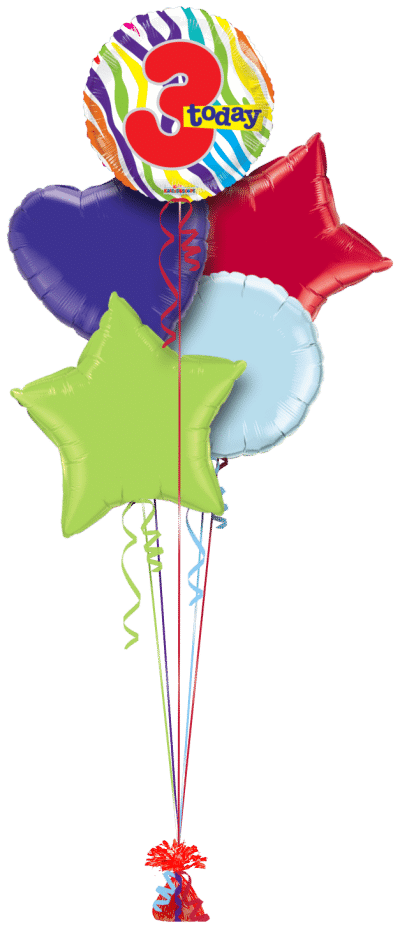 3 Today 3rd Birthday Balloon Bunch