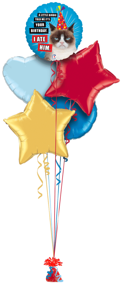 Grumpy Cat Birdie Birthday Balloon Bunch