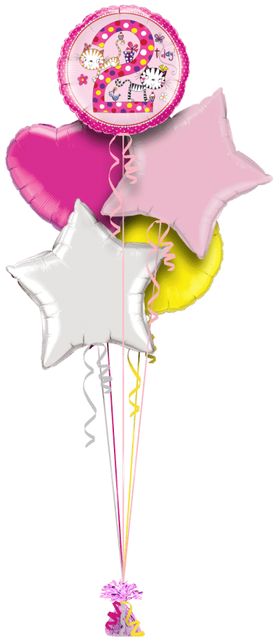 Fun 2nd Birthday Girl Balloon Bunch