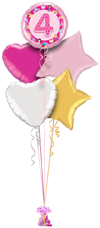 Birthday Girl 4th Balloon Bunch