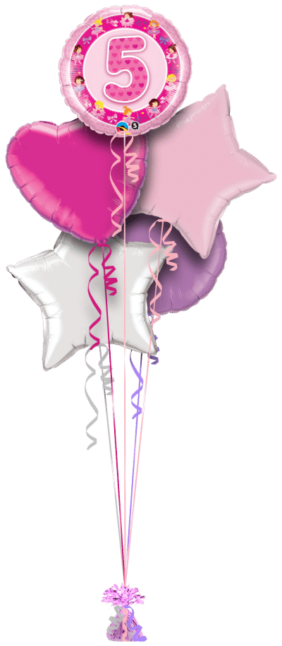 Birthday Girl 5th Balloon Bunch