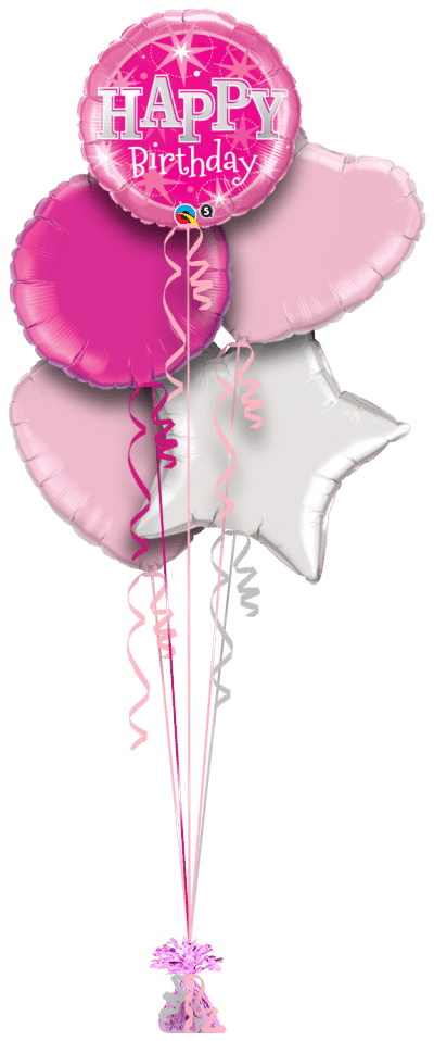 Birthday Pink Bright Stars Balloon Bunch