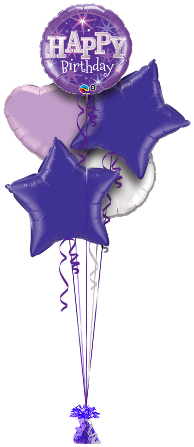 Birthday Bright Purple Balloon Bunch