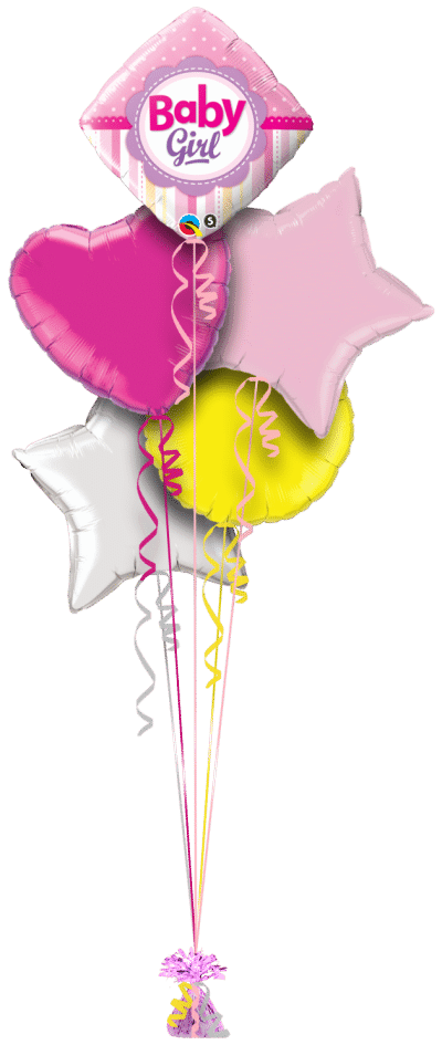 Baby Girl Dots and Stripes Balloon Bunch