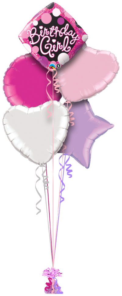 Diamond Birthday Girl Balloon Bunch