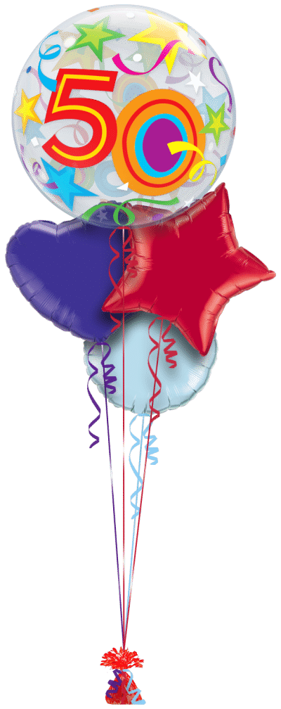 50th Brilliant Stars Bubble Balloon Bunch
