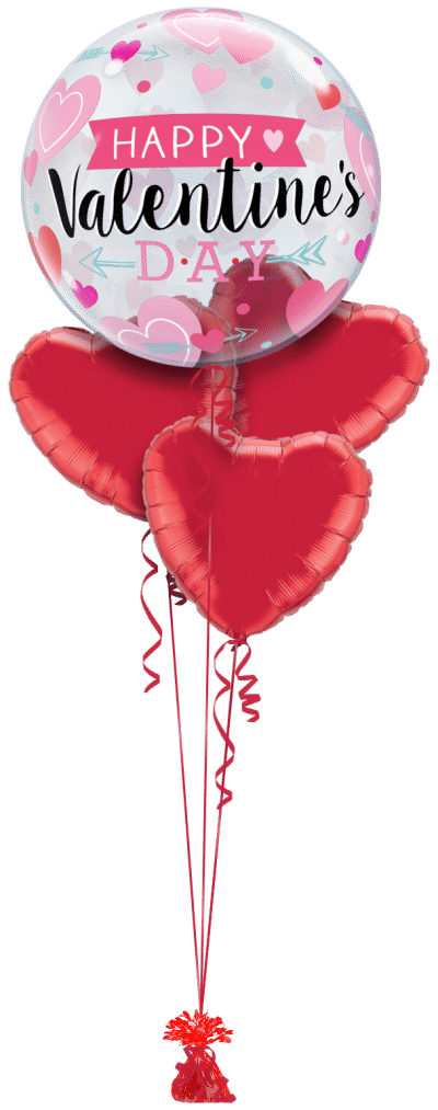Valentines Arrows and Hearts Bubble Balloon Bunch