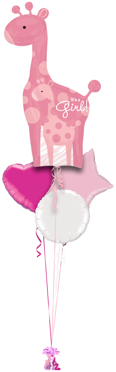 Mum and Baby Pink Giraffe Balloon Bunch