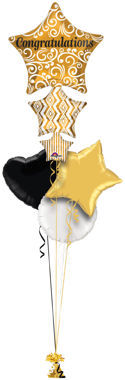 Congratulations Gold Star Stacker Balloon Bunch