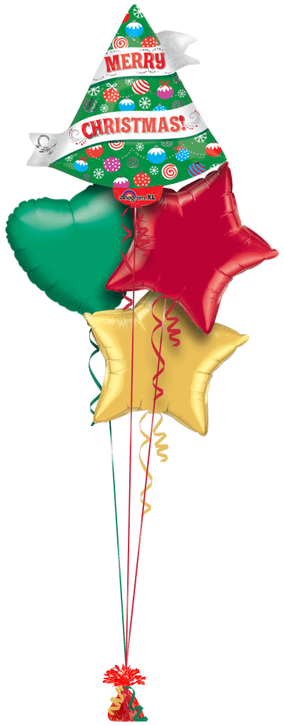 Merry Christmas Tree Balloon Bunch