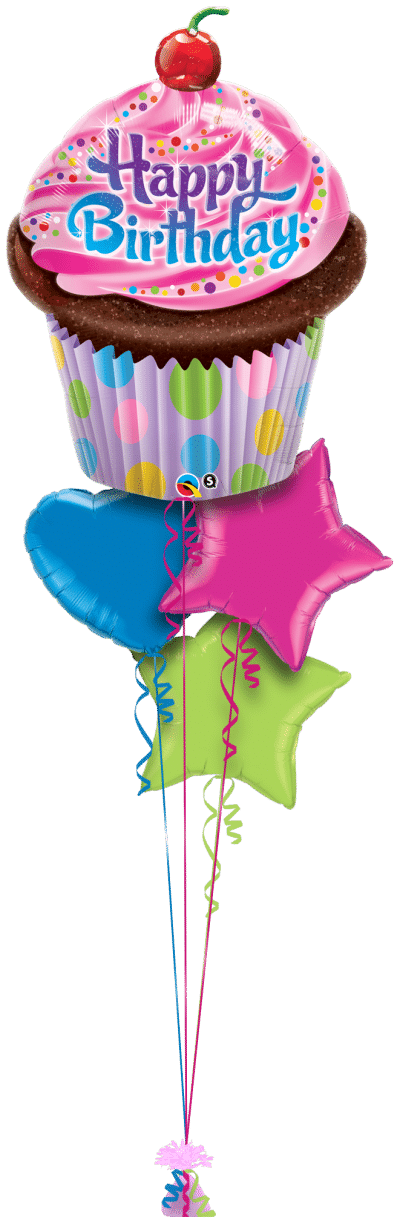 Birthday Frosted Cupcake Balloon Bunch