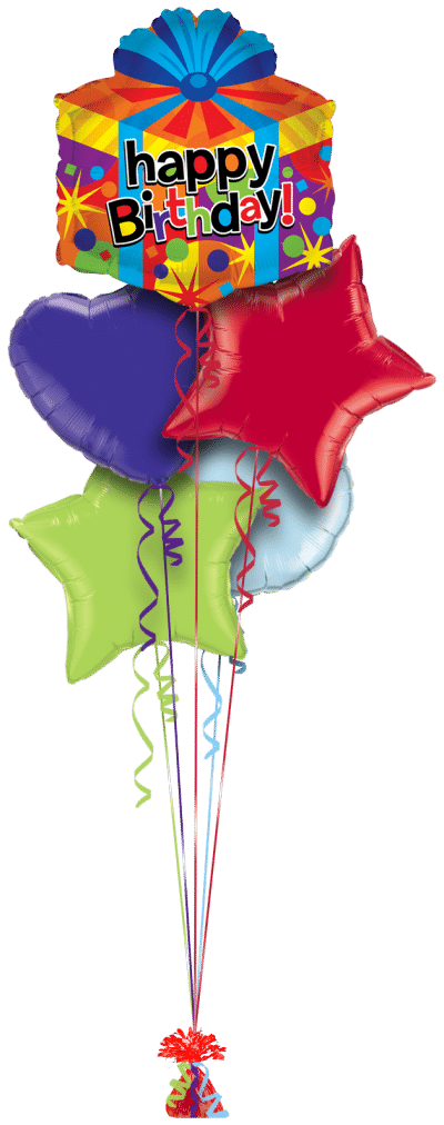 Happy Birthday Gift Balloon Bunch