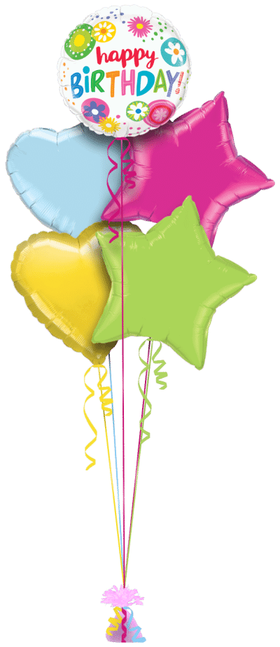 Birthday Bright Fowers Balloon Bunch