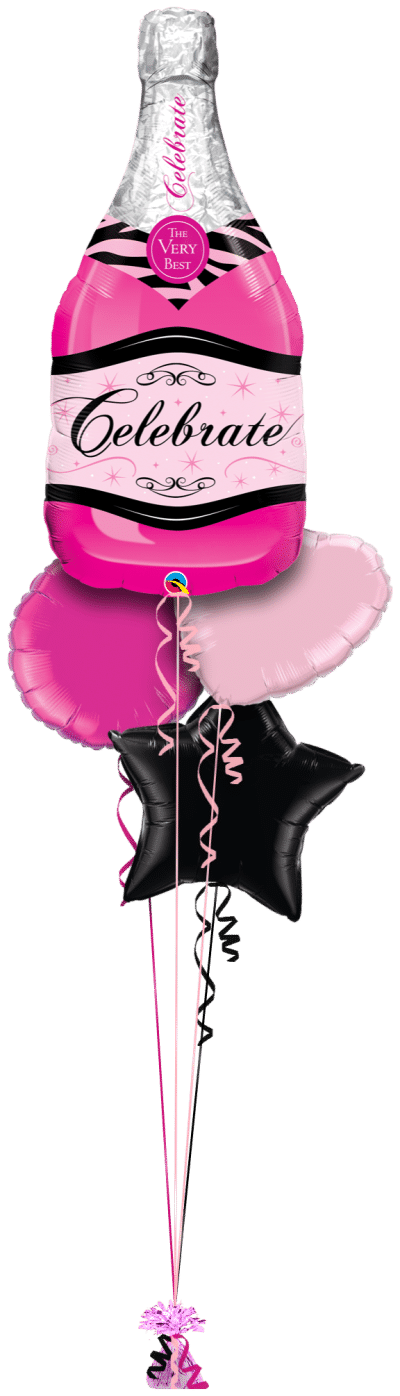 Pink Champagne Bottle Balloon Bunch