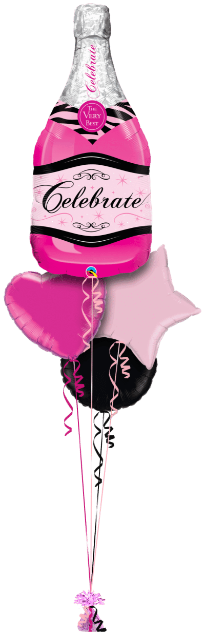 Pink Champagne Bottle Balloon Bunch