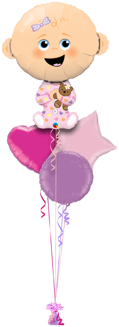 Cute Baby Girl Lighter Skin Tone Balloon Bunch