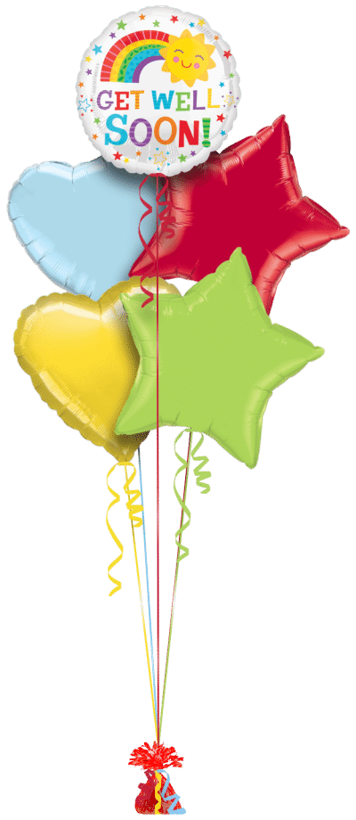 Get Well Happy Sun Balloon Bunch