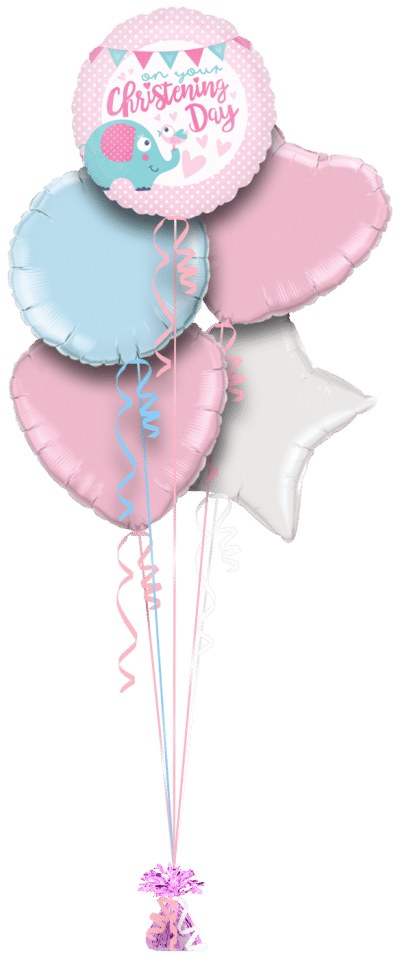 Girl Christening Elephant Balloon Bunch