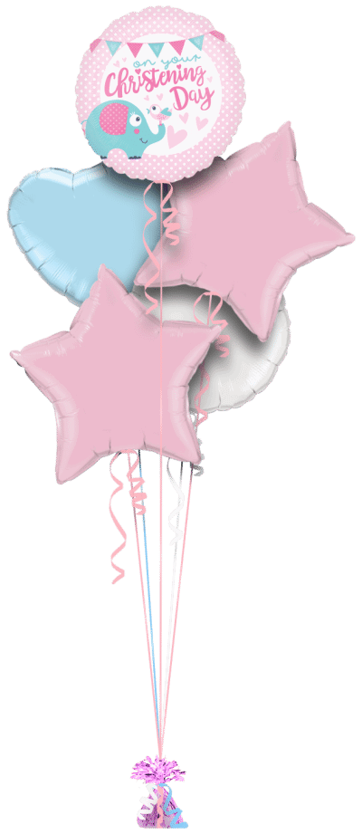 Girl Christening Elephant Balloon Bunch