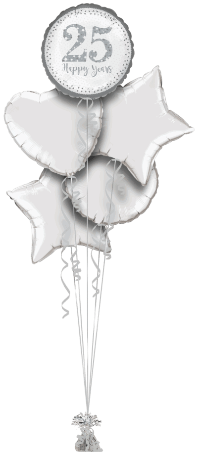 Sparkling 25th Anniversary Balloon Bunch