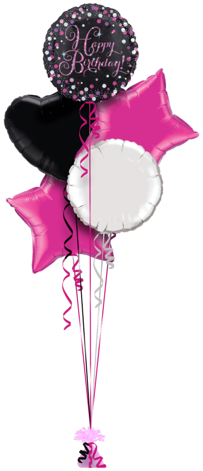 Pink Sparkle Birthday Balloon Bunch