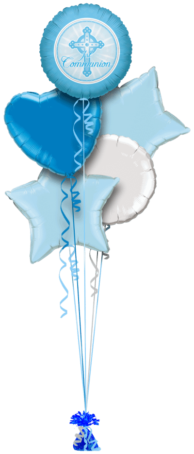 1st Communion Blue Balloon Bunch