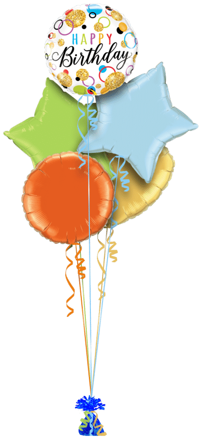 Happy Birthday Spots and Circles Balloon Bunch