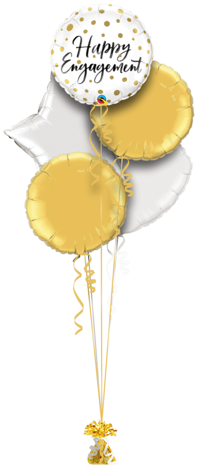 Happy Engagement Gold Dots Balloon Bunch