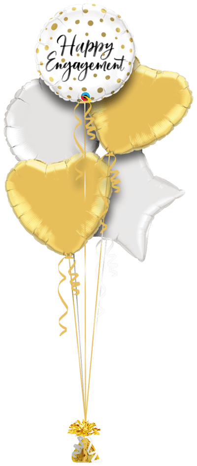 Happy Engagement Gold Dots Balloon Bunch