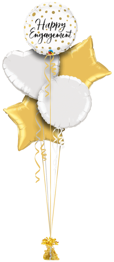 Happy Engagement Gold Dots Balloon Bunch