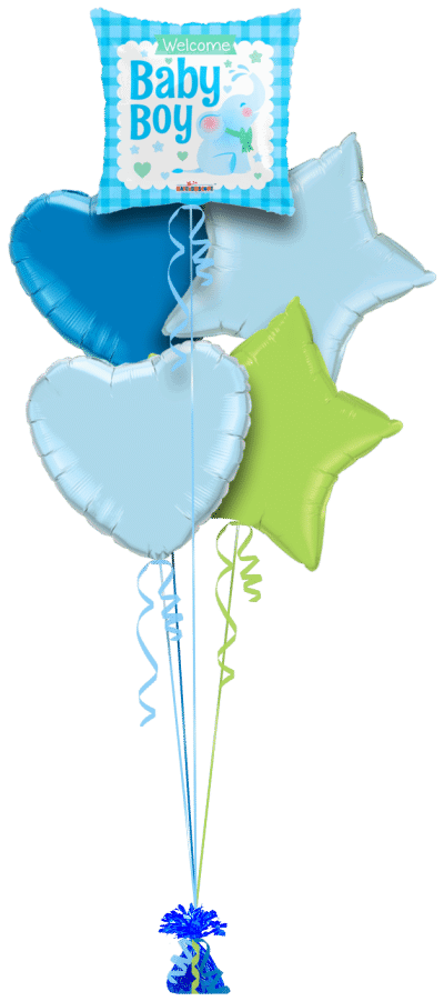 Elephant Welcome Baby Boy Balloon Bunch