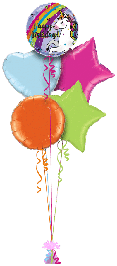 Rainbow Unicorn Birthday Balloon Bunch