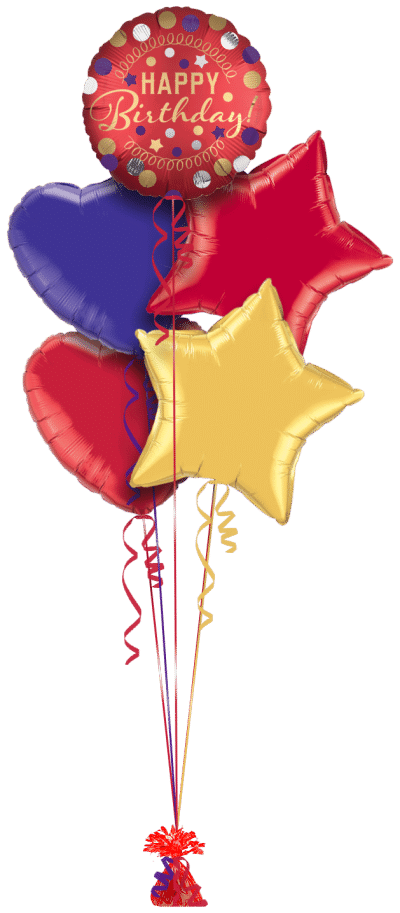 Happy Birthday Red Satin Balloon Bunch