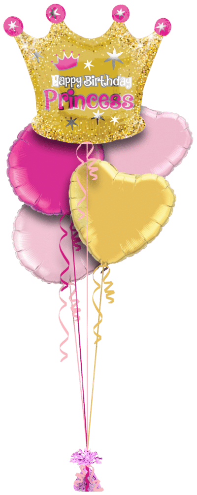 Happy Birthday Princess Crown Balloon Bunch