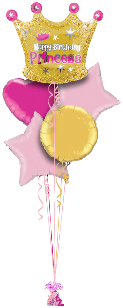 Happy Birthday Princess Crown Balloon Bunch