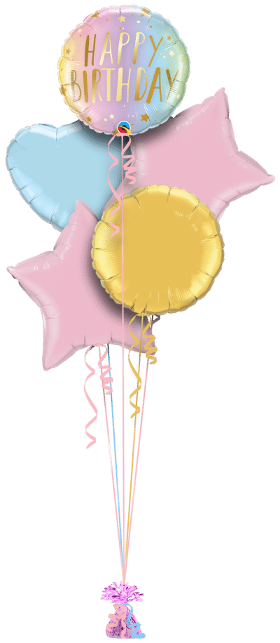 Birthday Pastel Ombre Stars Balloon Bunch